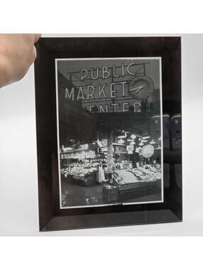 Pike Place Public Market B/W Photo on Mirror